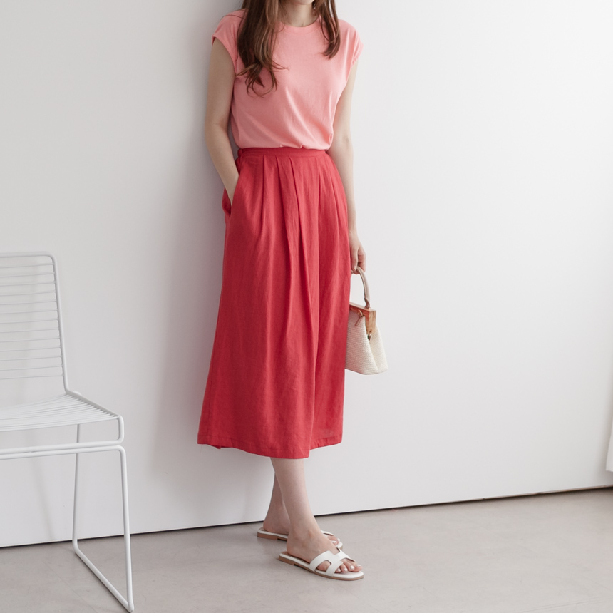 Adjustable Elastic Waist Linen Skirt-Holiholic