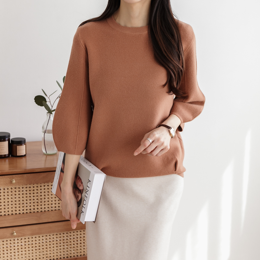Solid Puff Sleeve Knit-Holiholic