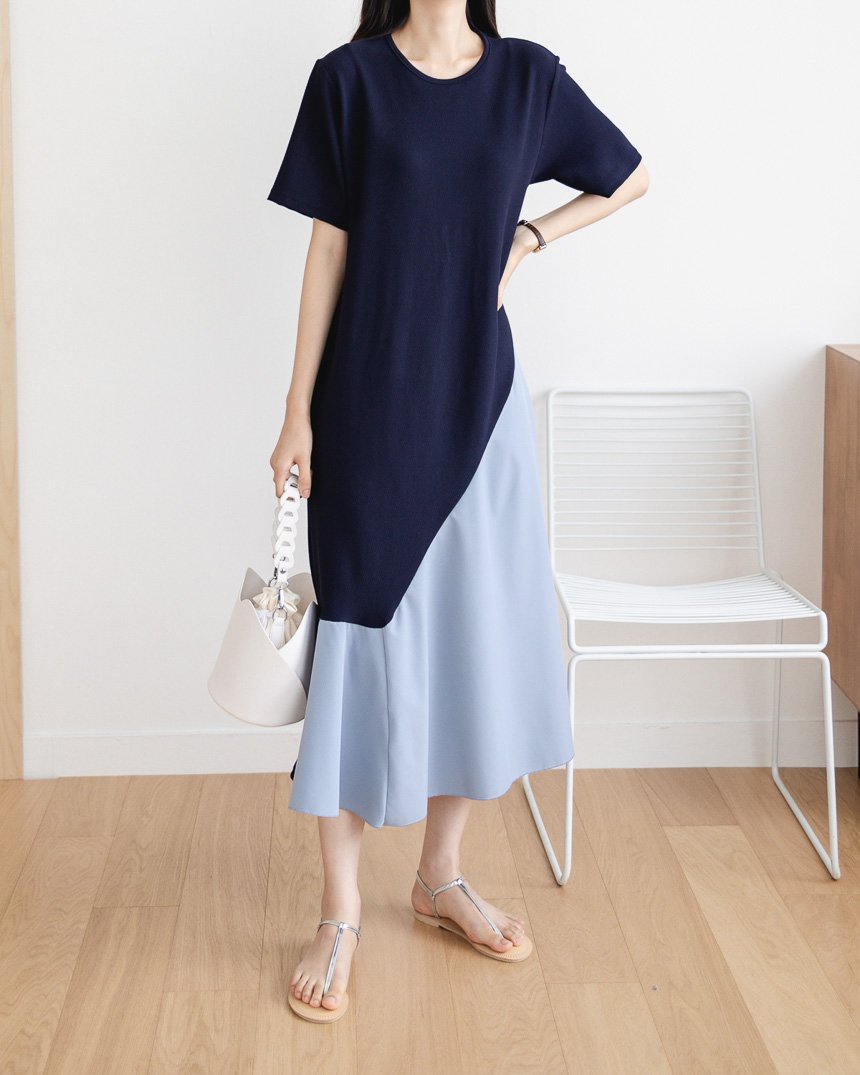 Oblique Coloring Detailed Dress-Holiholic