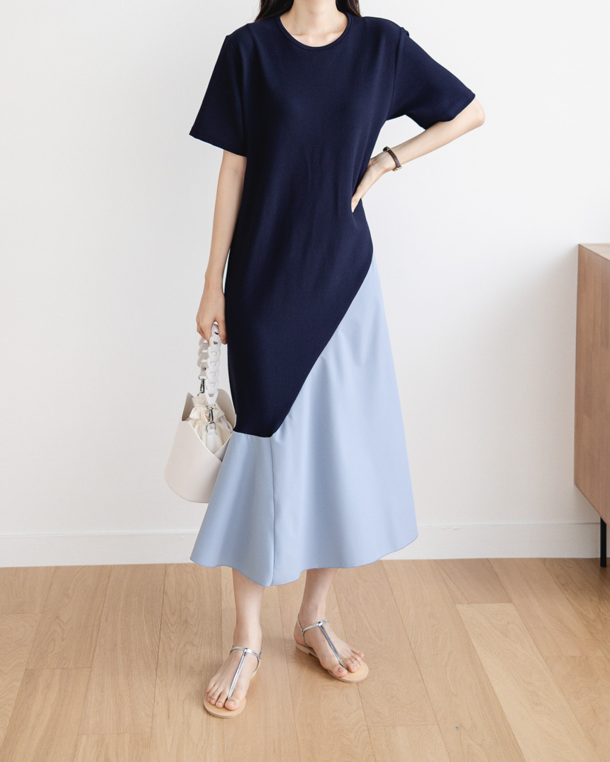 Oblique Coloring Detailed Dress-Holiholic