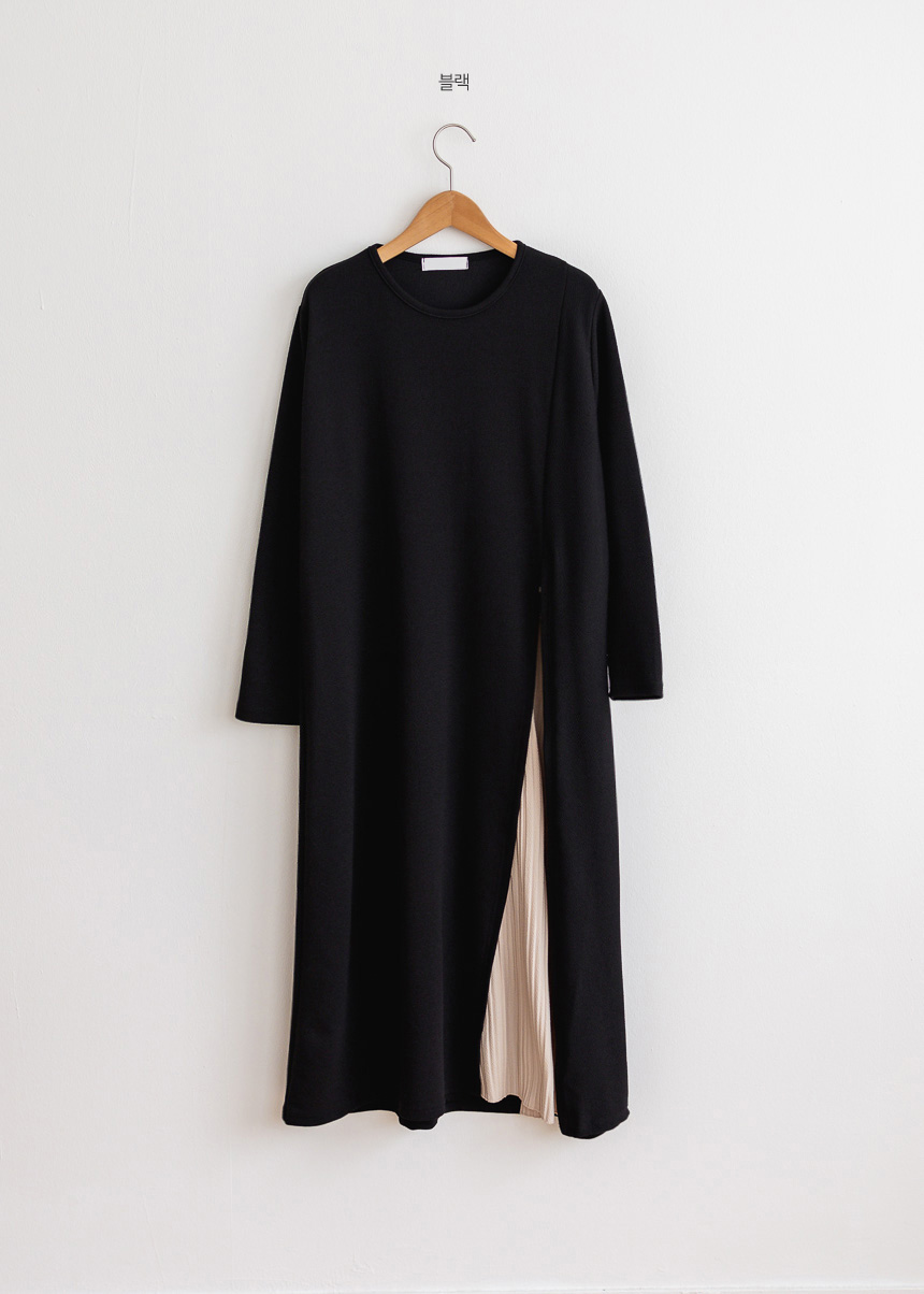 Long Sleeve Side Pleats Dress-Holiholic