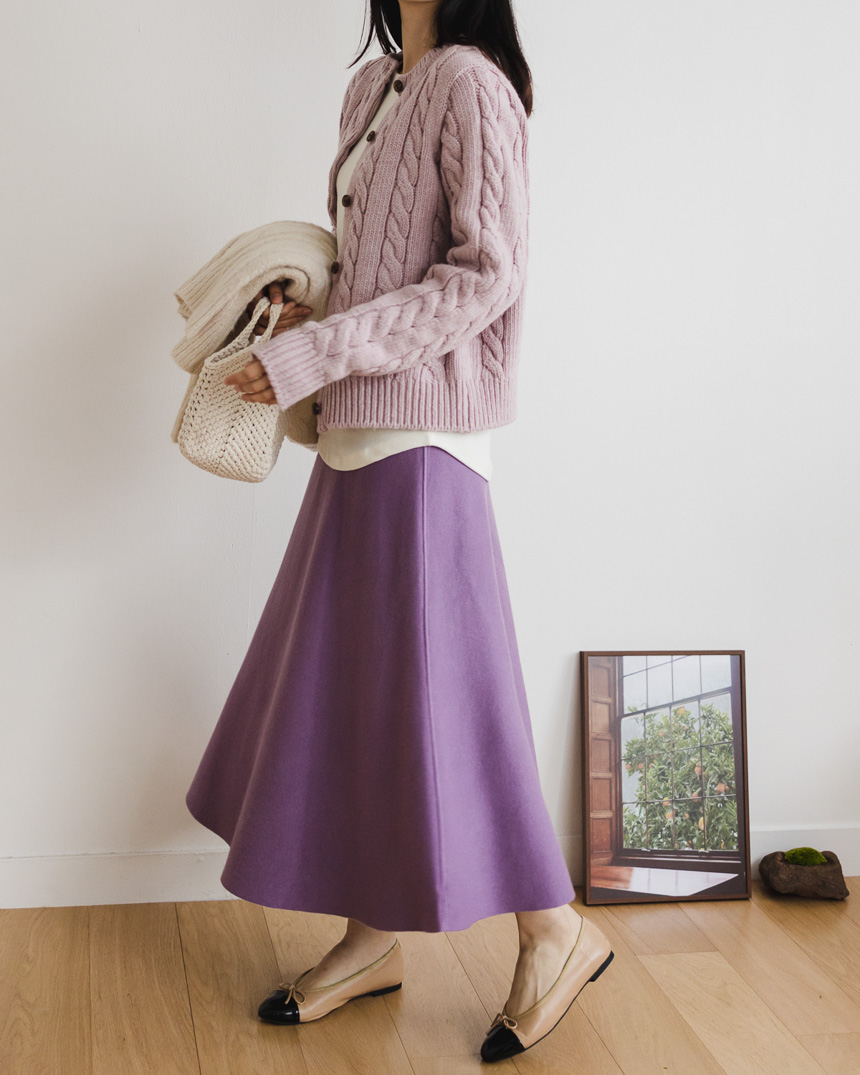 Elastic Waist Flare Knit Skirt-Holiholic