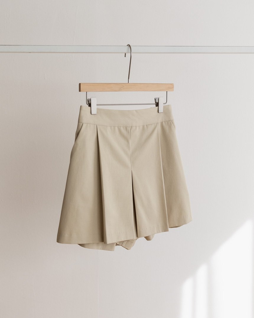   Pleats Skirt Pants with Elastic Waist-Holiholic