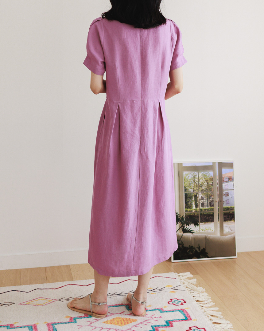 Flare Linen Dress with Pocket-Holiholic