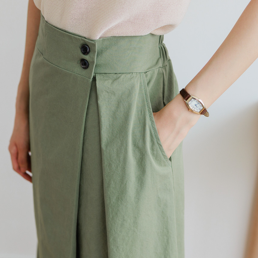 A Line Midi Skirt with Elastic Waist-Holiholic